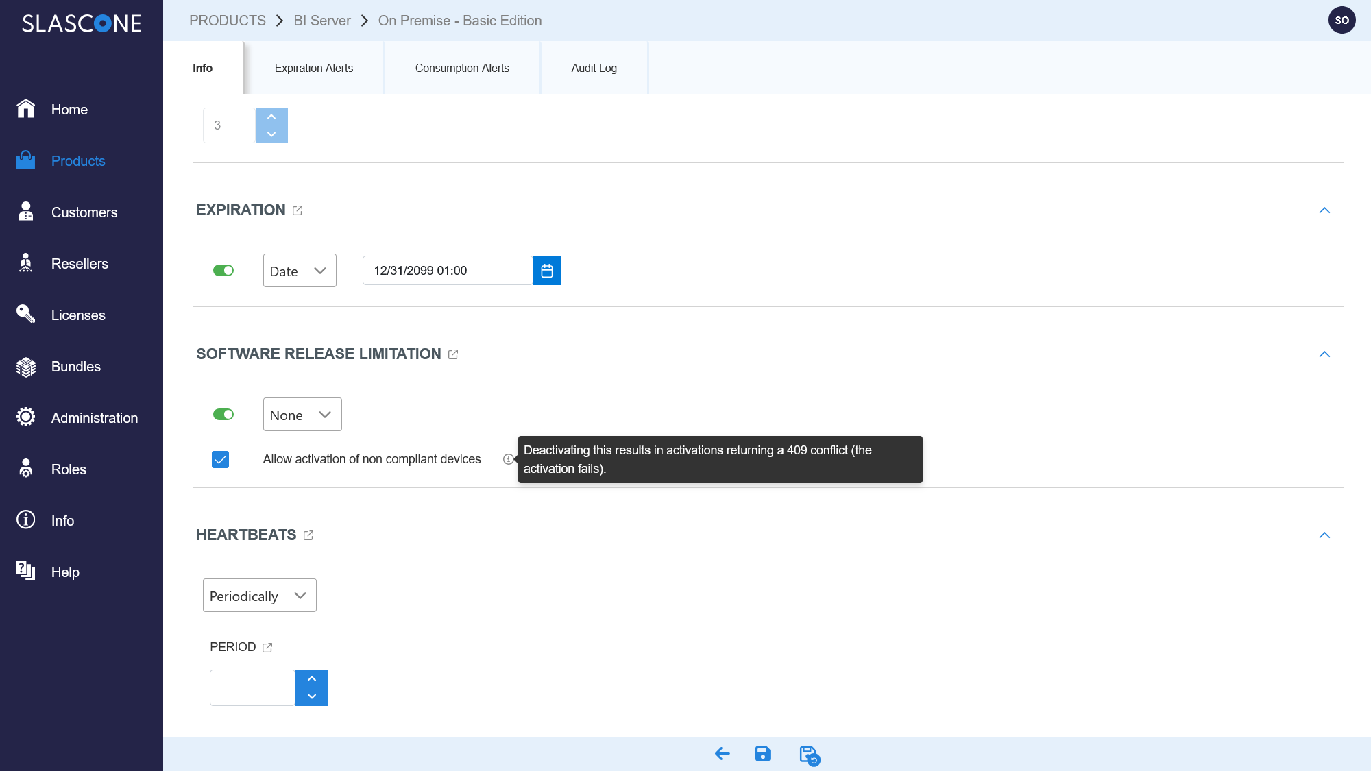 Edition setting controlling software version conflict behavior