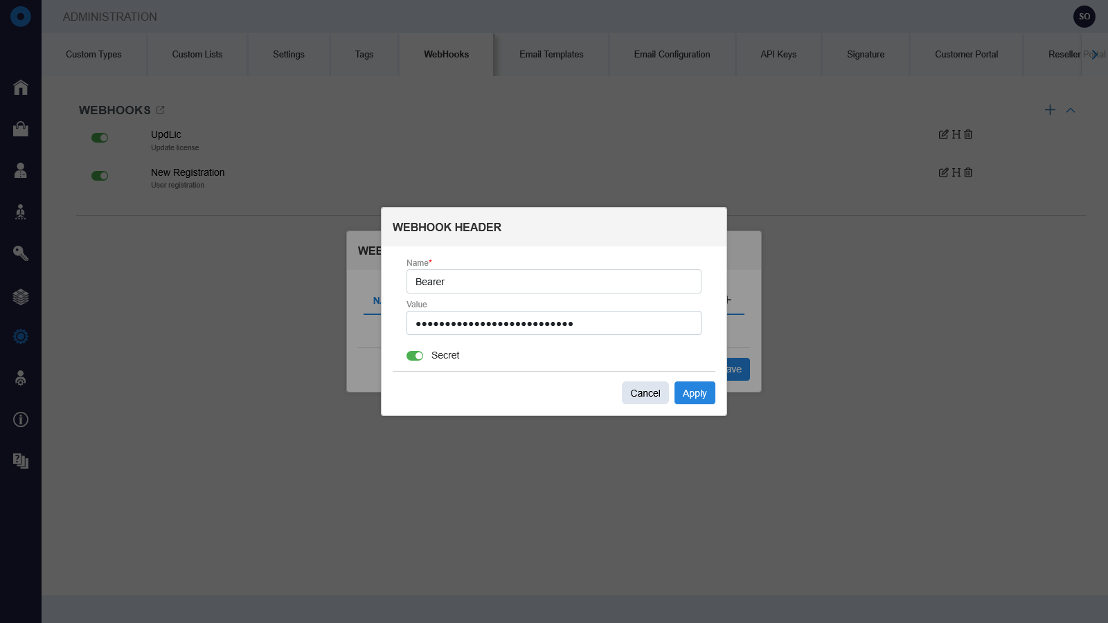 Webhook headers
