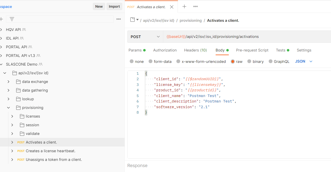 Postman request example